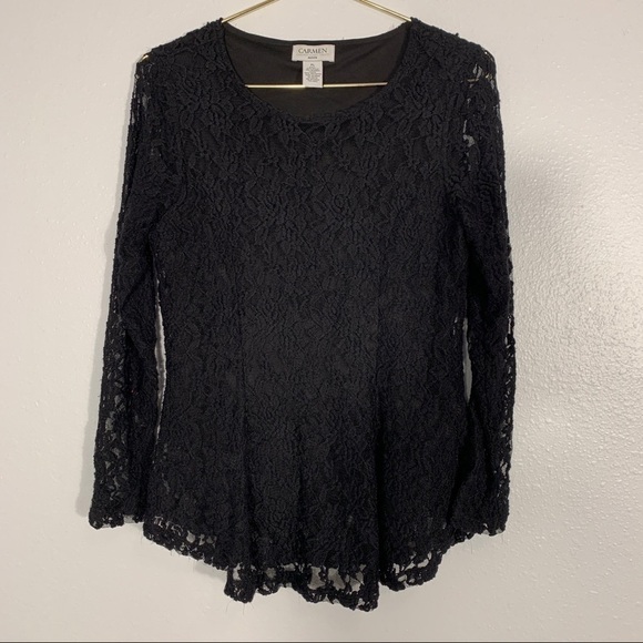 Carmen Marc Valvo Lace Blouse - Picture 1 of 3